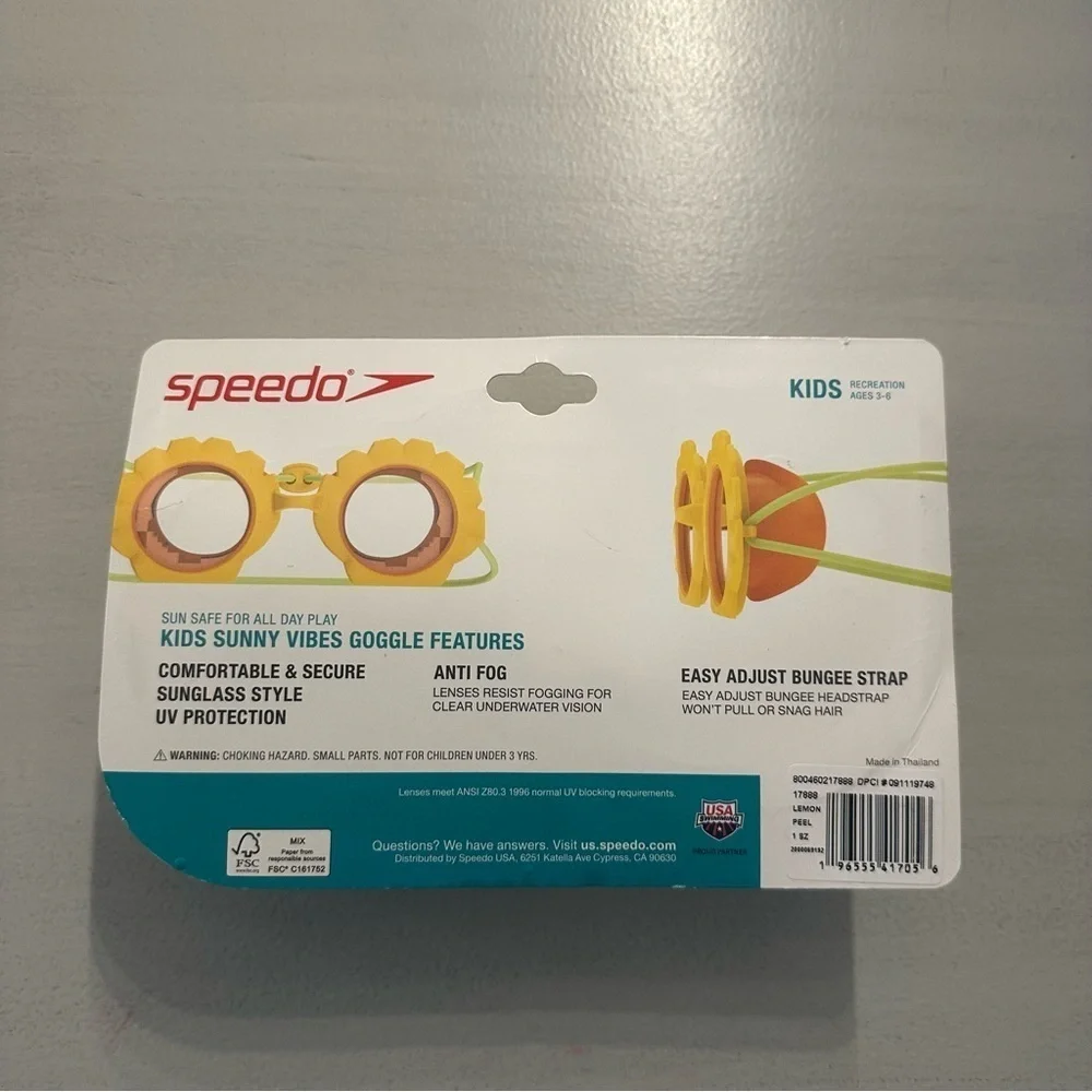 Speedo Sunny Vibes Goggle Features Yellow Flower Anti-Fog Kids Ages 3-6 NWT